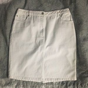 Vintage white jean midi skirt